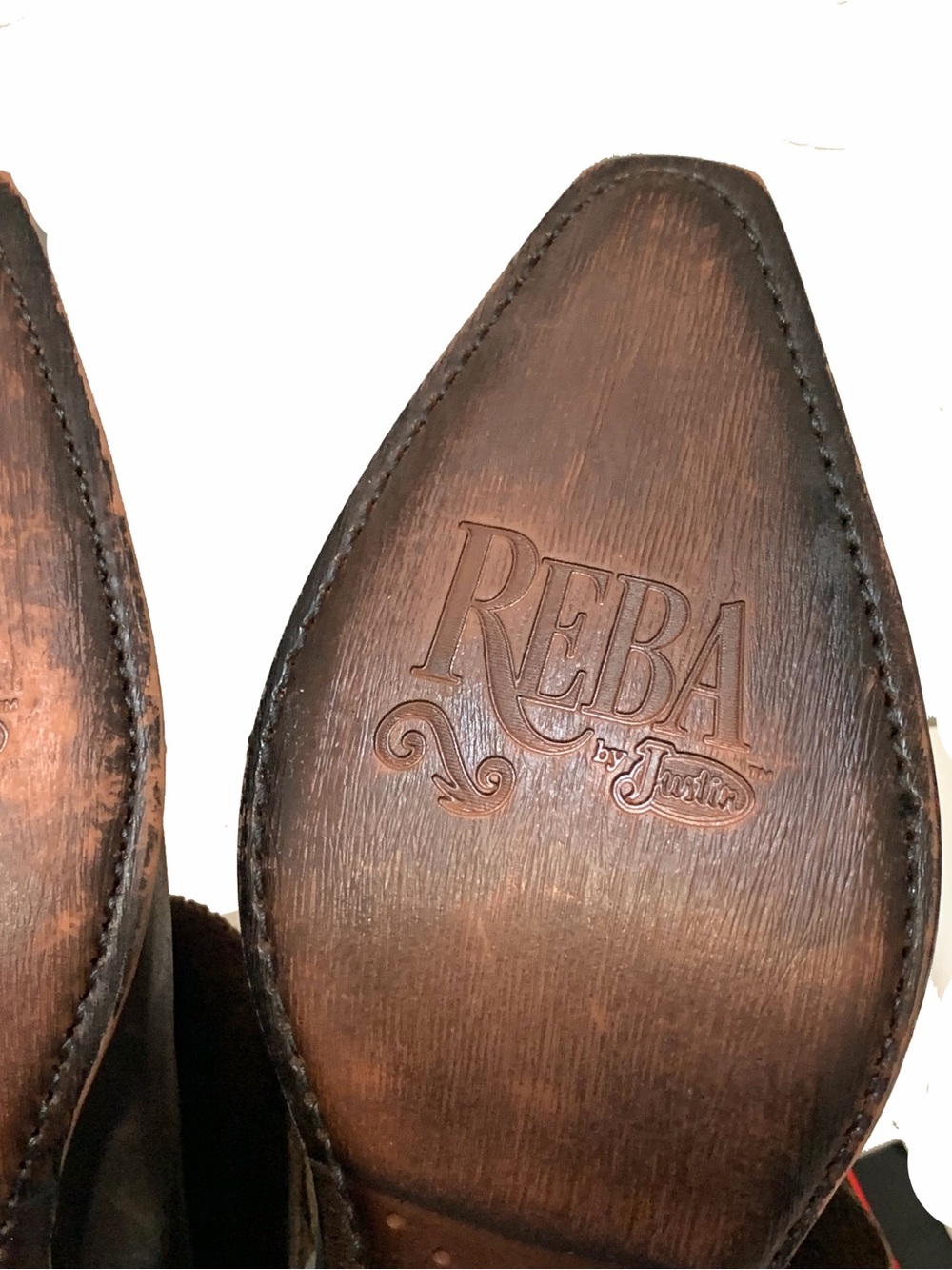 Reva By Justin Boots Dark Brown Leather Pointed Ankle Cowboy Boots with Fringe - Picture 8 of 8